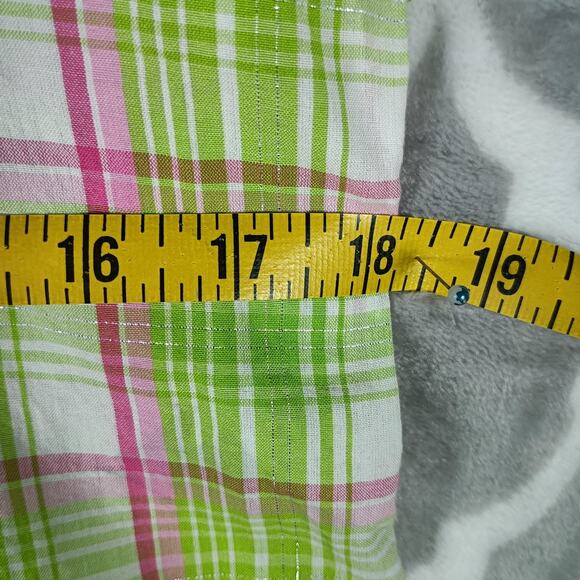Ariat Shirt Womens Large Green Pink Plaid Fitted Western Pearl Snap Embroidered - Picture 13 of 14
